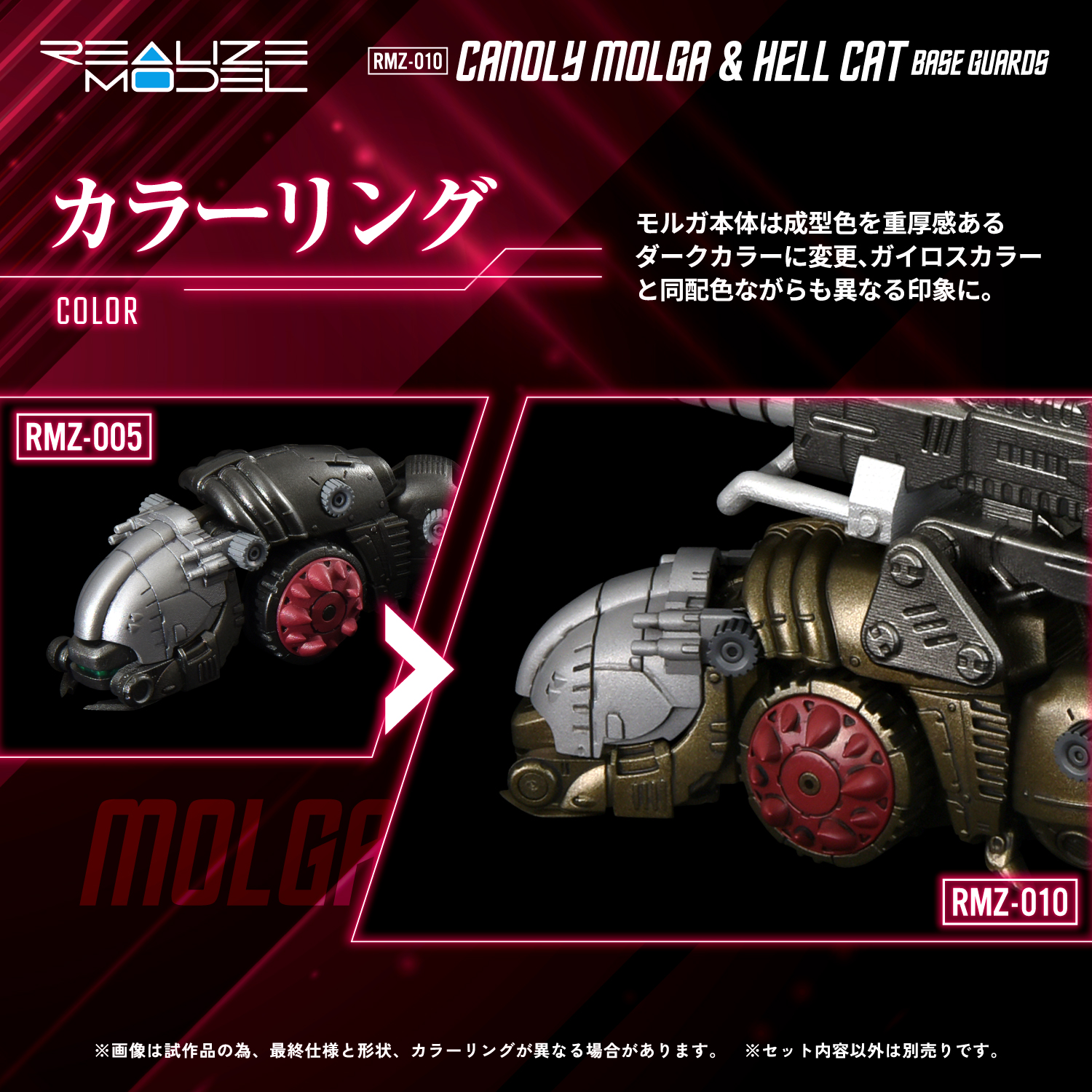 REALIZE MODEL ZOIDS RMZ-010 CANOLY MOLGA & HELL CAT base guards set